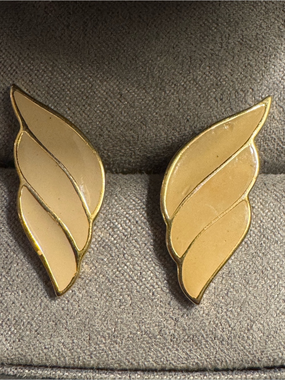 Vintage Gold and Enamel Wing Earrings